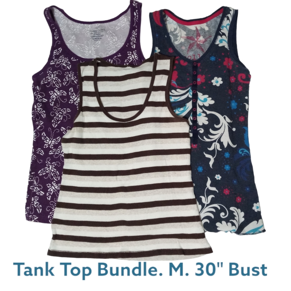 Tank Top Bundle - 3 Tanks - Nollie & Faded Glory. Medium 30"